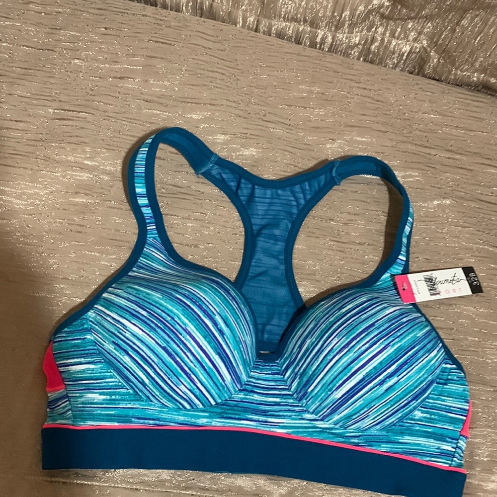 Youmita Sports Bra Blue White Pink NWT 32B